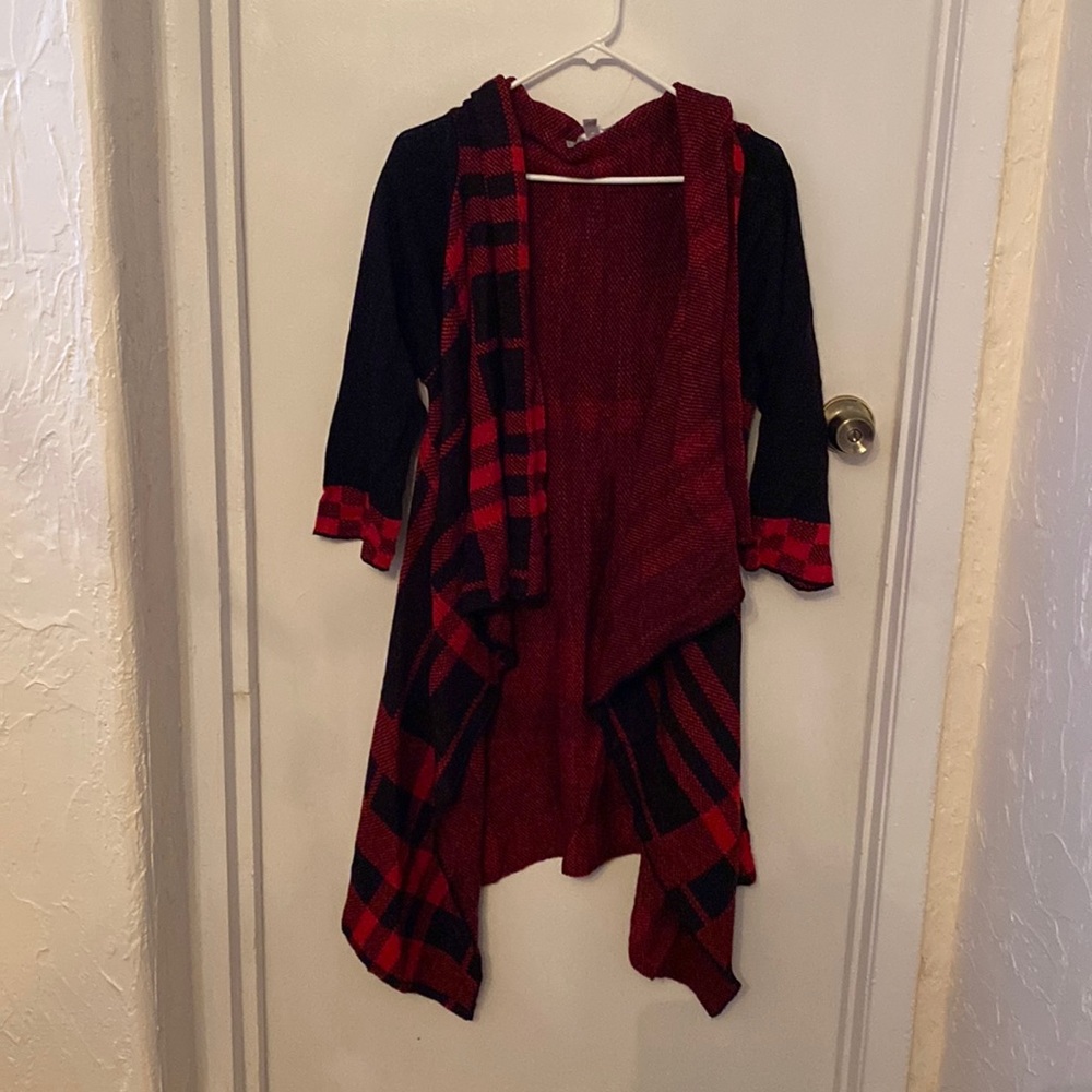 Black and red cardigan